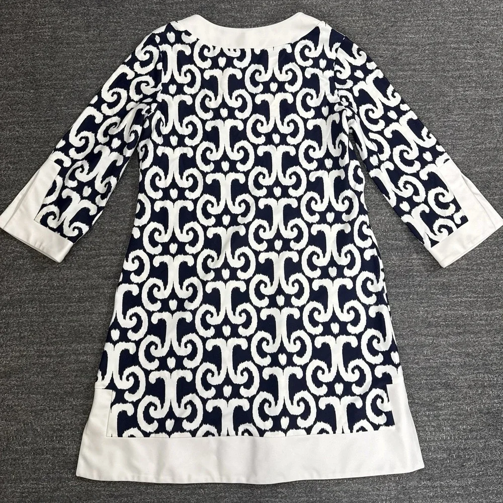 Jude Connally Holly Tunic Dress Women Large Blue White Beach Resort Coastal - Picture 7 of 9